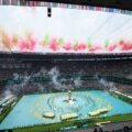 Vista panorámica del Estadio Azteca en la Ciudad de México previo al partido inaugural del Mundial 2026.